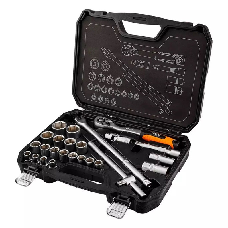 NEO TOOLS Καστάνια με καρυδάκια 1/2" σετ 25τεμ 10-205