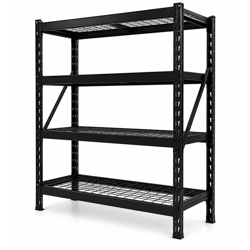 Inox Kiss  Ραφιέρα βαρέος τύπου μαύρη 183x196x61cm με 4 ράφια  SH350
