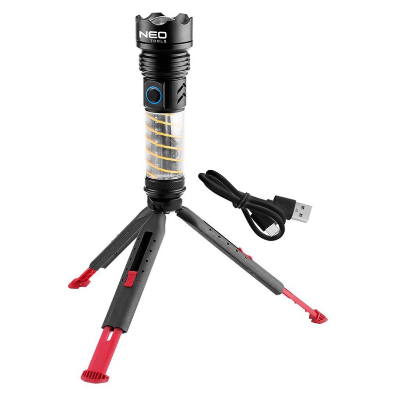 NEO TOOLS Φακός 2 σε 1 με τρίποδο επαναφορτιζόμενος 470Lumens 99-131