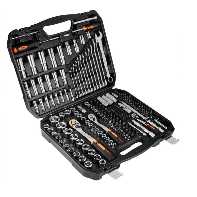 NEO TOOLS Καστάνια με Καρυδάκια 1/2", 3/8", 1/4" & Κλειδιά σετ 219τεμ 10-076