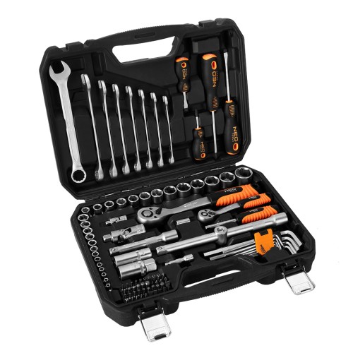 NEO TOOLS Καστάνια με Καρυδάκια 1/2" και 1/4", κλειδιά & κατσαβίδια σετ 100τεμ 10-206