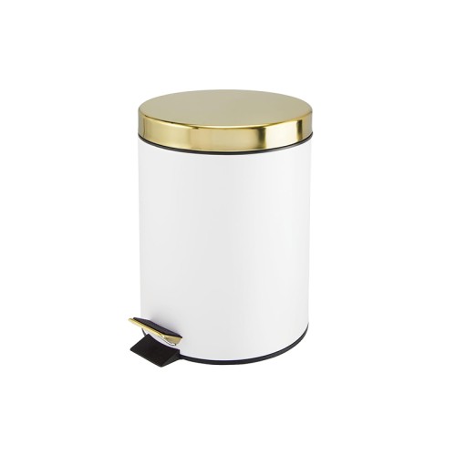 BORMANN BTW9062 Μεταλλικό Καλαθάκι Μπάνιου Χρυσό-Λευκό 5L, Μηχανισμός Αργού Κλεισίματος,Φ20,5x28cm