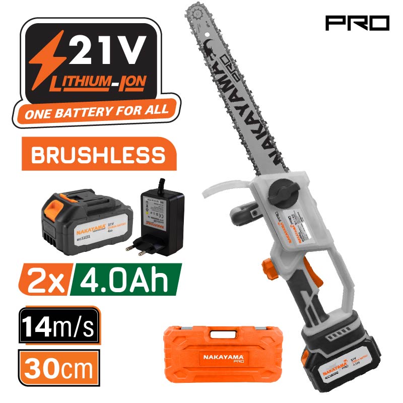 NAKAYAMA Pro EC1230 Κλαδευτικό Αλυσοπρίονο Μπαταρίας 21V,Brushless,Λάμα 30cm,1.4kg NAKAYAMA Pro EC1230 Κλαδευτικό Αλυσοπρίονο Μπαταρίας 21V,Brushless,Λάμα 30cm,1.4kg