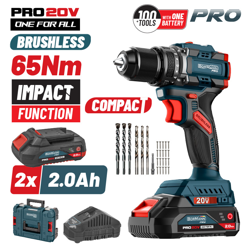 BORMANN Pro BBP5401X22CA Κρουστικό Δραπανοκατσάβιδο Compact Brushless Μπαταρίας 20V,2x2ah BORMANN Pro BBP5401X22CA Κρουστικό Δραπανοκατσάβιδο Compact Brushless Μπαταρίας 20V,2x2ah
