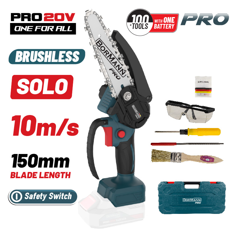 BORMANN Pro BBP3916C Κλαδευτικό Αλυσοπρίονο Μπαταρίας 20V,Brushless,Λάμα 15cm,825gr,Βαλίτσα, SOLO BORMANN Pro BBP3916C Κλαδευτικό Αλυσοπρίονο Μπαταρίας 20V,Brushless,Λάμα 15cm,825gr,Βαλίτσα, SOLO