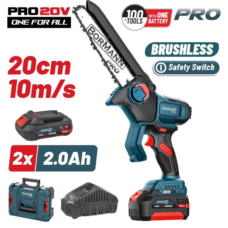 BORMANN Pro BBP5441X22C Κλαδευτικό Αλυσοπρίονο Mπαταρίας 20V Brushless,2x2Ah,Λάμα 20cm,1.3kg BORMANN Pro BBP5441X22C Κλαδευτικό Αλυσοπρίονο Mπαταρίας 20V Brushless,2x2Ah,Λάμα 20cm,1.3kg