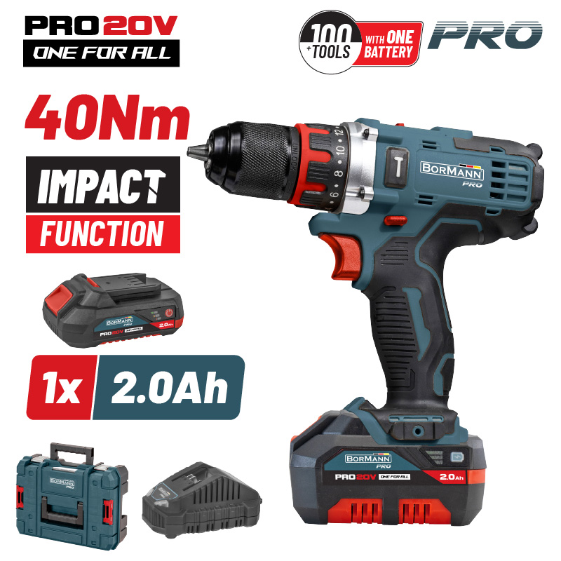 BORMANN Pro BBP5446X2 Δραπαν/βιδο Κρουστικό 20V,1x2Ah,Li-Ion,40Nm,2 Ταχύτητες & Βαλίτσα BORMANN Pro BBP5446X2 Δραπαν/βιδο Κρουστικό 20V,1x2Ah,Li-Ion,40Nm,2 Ταχύτητες & Βαλίτσα