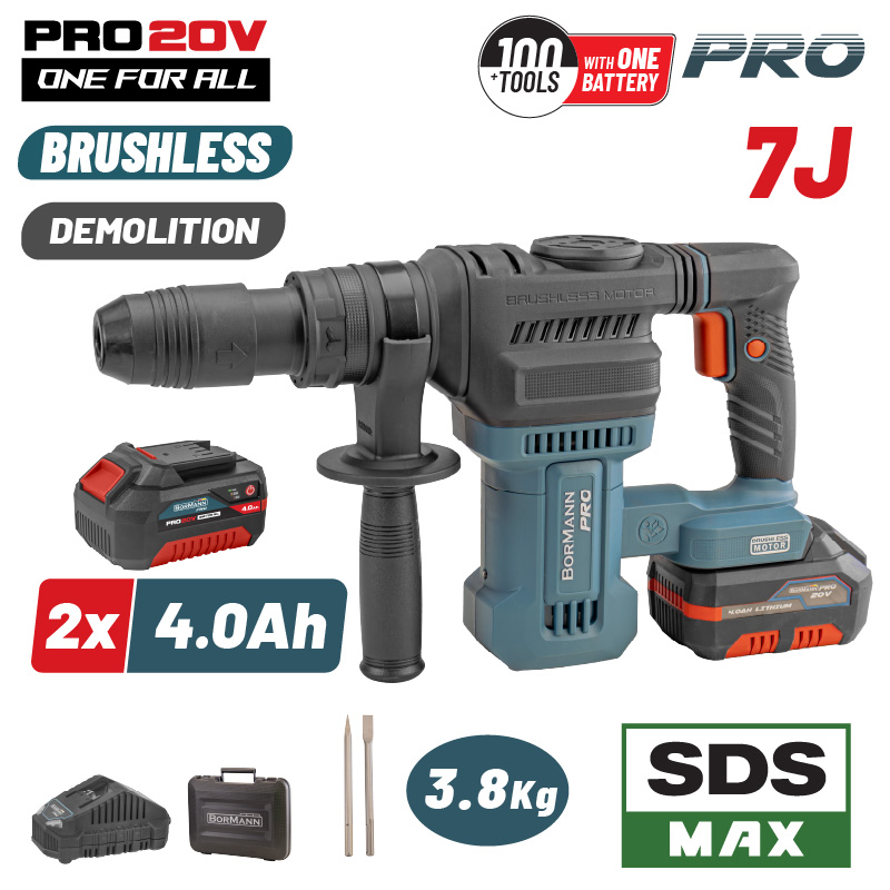 BORMANN Pro BBP5311X44CA Κατεδαφιστικό Πιστολέτο Μπαταρίας 20V,Brushless,2x4Ah,7J,SDS-Max & Βαλίτσα BORMANN Pro BBP5311X44CA Κατεδαφιστικό Πιστολέτο Μπαταρίας 20V,Brushless,2x4Ah,7J,SDS-Max & Βαλίτσα