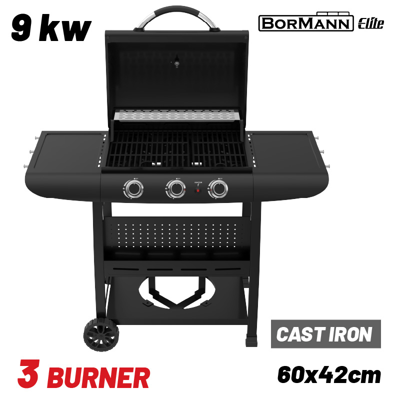 BORMANN Elite BBQ6030 Ψησταριά Υγραερίου FORGE 3 Εστιών με Μαντεμένια Σχάρα BORMANN Elite BBQ6030 Ψησταριά Υγραερίου FORGE 3 Εστιών με Μαντεμένια Σχάρα