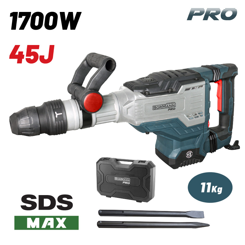 BORMANN Pro BDH3250 Κατεδαφιστικό Πιστολέτο SDS-MAX,1700W,45J,200-2100bpm & Βαλίτσα με Καλέμι-Βελόνι
