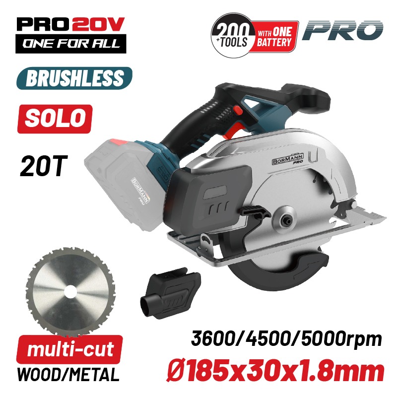 BORMANN Pro BBP5355 Δισκοπρίονο Ξύλου/Μετάλλου Μπαταρίας 20V,Li-Ion,3600/4500/5000rpm,Κοπή 64mm,SOLO