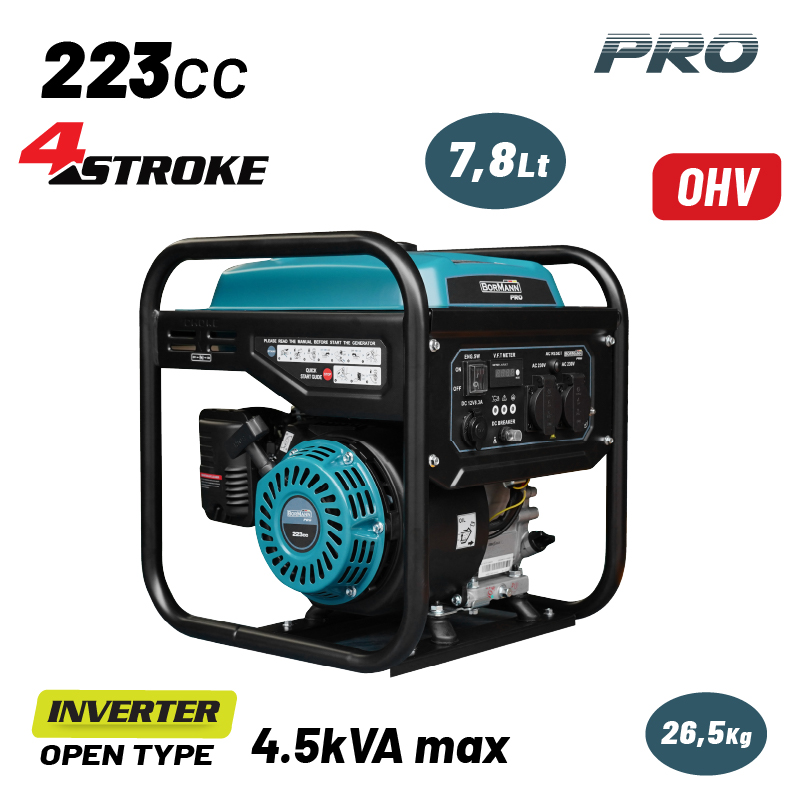BORMANN Pro BGB4045 Γεννήτρια Βενζίνης Inverter Ανοιχτού Τύπου 350W, 223c