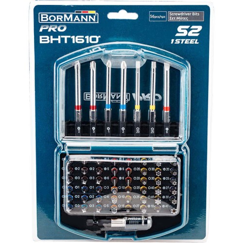 BORMANN Pro BHT1610 Σετ Μύτες & Αντάπτορας,ΑτσάλιS2, 56τεμ
