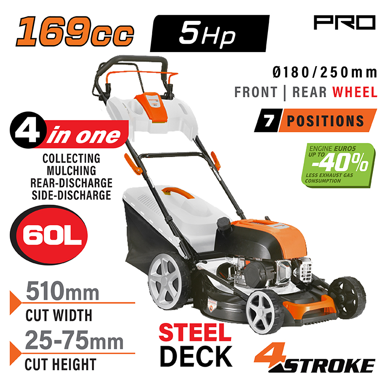 NAKAYAMA Pro PM5510 Χλοοκοπτική Βενζίνης Αυτοκινούμενη,169cc, Πλάτος Κοπής 51cm, Κάδος 60L
