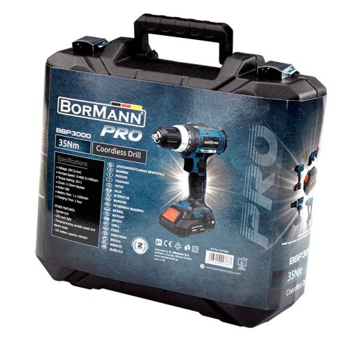 BORMANN Pro BBP3000 Δραπανοκατσάβιδο Μπαταρίας 20V, 35Νm,Li-Ion,με 2 Ταχύτητες,1x2Ah & Βαλίτσα