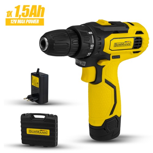 BORMANN BCD2020 Δραπανοκατσάβιδο Μπαταρίας 12V,Li-Ion,1X 1,5Ah,20Nm,Βαλίτσα με 128 Εξαρτήματα