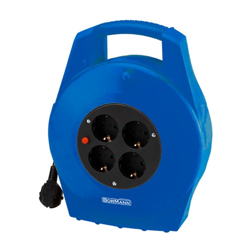 BORMANN BCR2220 Μπαλαντέζα Καρούλι Με Προστασία Υπερθέρμανσης 15m 3X1.5mm Κλειστού Τύπου, 4 Πρίζες