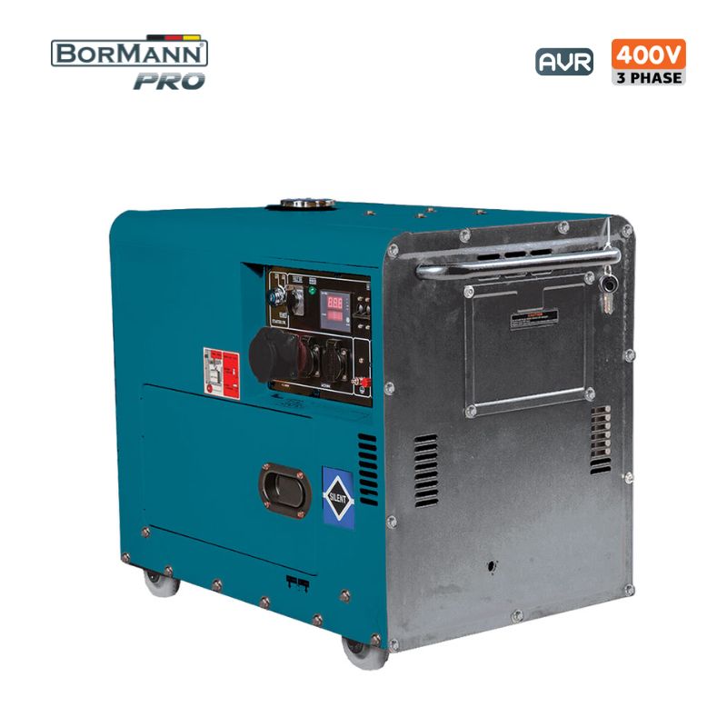 BORMANN Pro BGB9600 Γεννήτρια Πετρελαίου Τριφασική 5500W,7Kva,474cc,70dB,Μίζα,Μπαταρία,Τροχοί,Πρίζα
