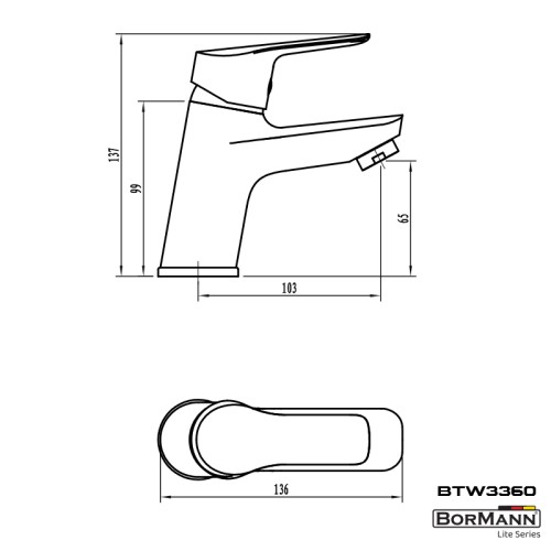 BORMANN Elite BTW3360 Μπαταρία Νιπτήρα Spring, 35mm, Αναμεικτική, 550G, Με Pop Up