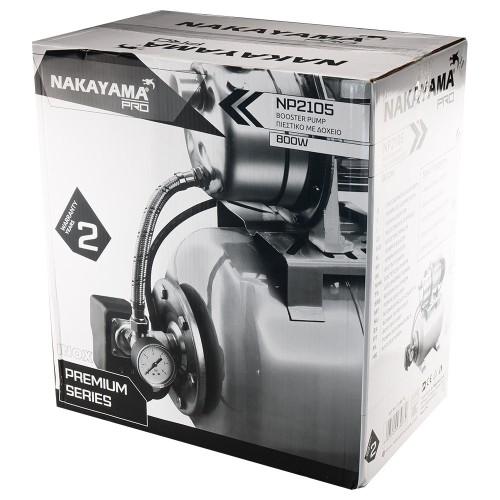 NAKAYAMA Pro NP2105 Πιεστικό Συγκρότημα Με Δοχείο 19Lt Αντλία Inox 800W