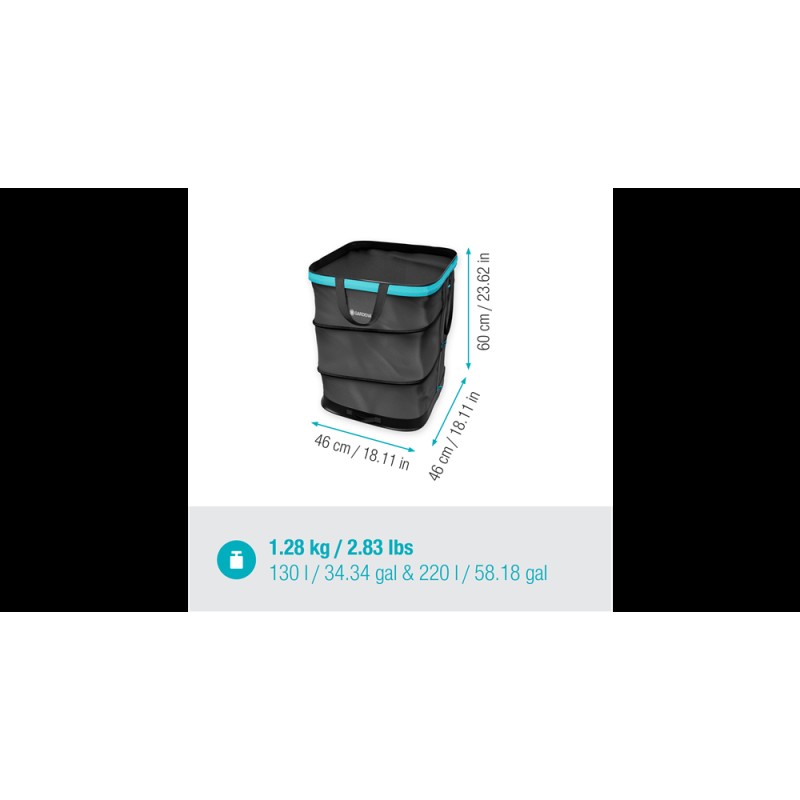 11715-20 Aναδιπλούμενος Tετράγωνος Κάδος Συλλογής Απορριμμάτων Gardena 127lt